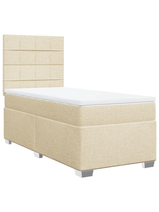Box spring postel s matrací krémová 90x200 cm textil