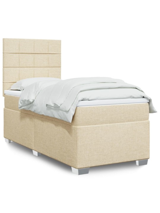 Box spring postel s matrací krémová 90x200 cm textil