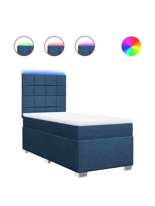 Box spring postel s matrací modrá 90x200 cm textil