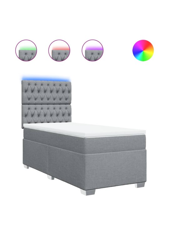 Box spring postel s matrací světle šedá 90x200 cm textil