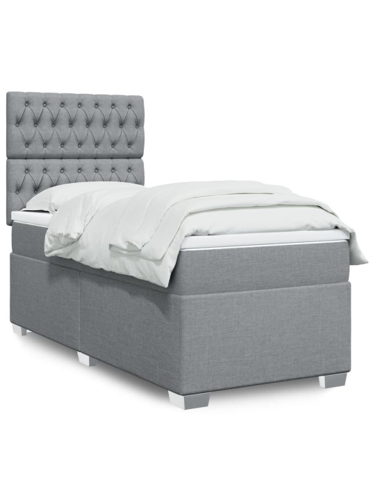 Box spring postel s matrací světle šedá 90x200 cm textil