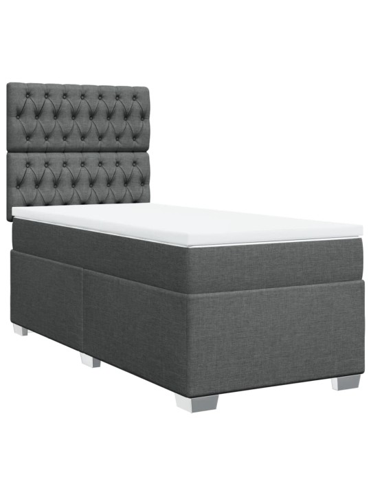 Box spring postel s matrací tmavě šedá 90x200 cm textil
