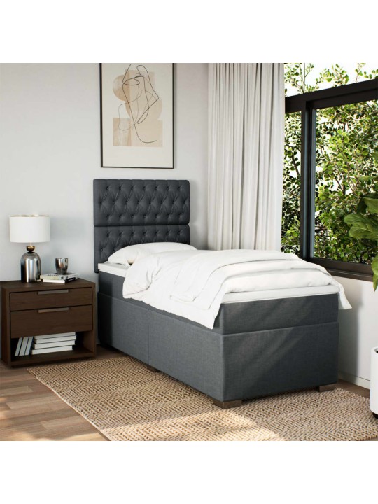 Box spring postel s matrací tmavě šedá 90x200 cm textil