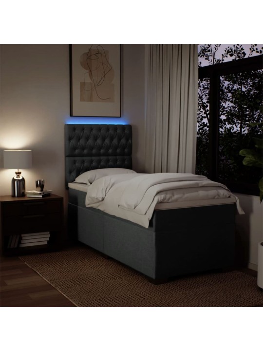 Box spring postel s matrací tmavě šedá 90x200 cm textil