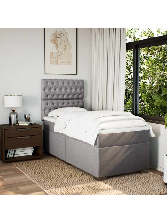 Box spring postel s matrací taupe 90x200 cm textil