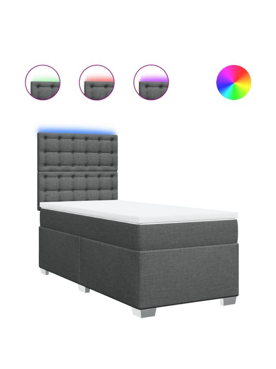 Box spring postel s matrací tmavě šedá 90x200 cm textil
