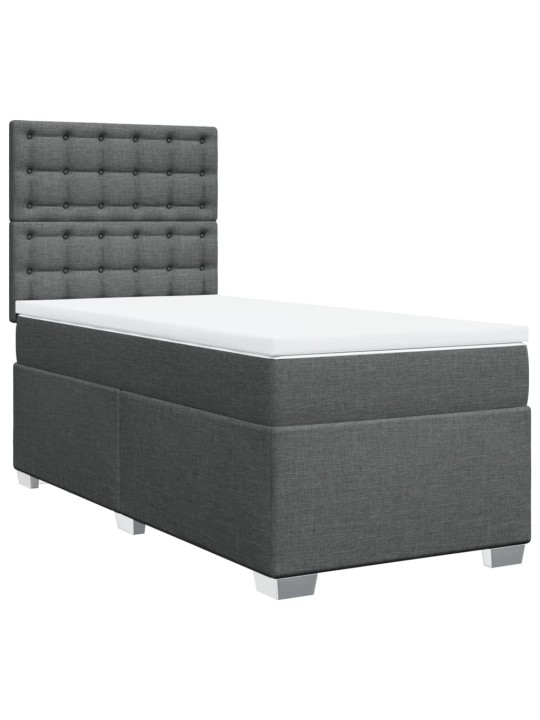 Box spring postel s matrací tmavě šedá 90x200 cm textil