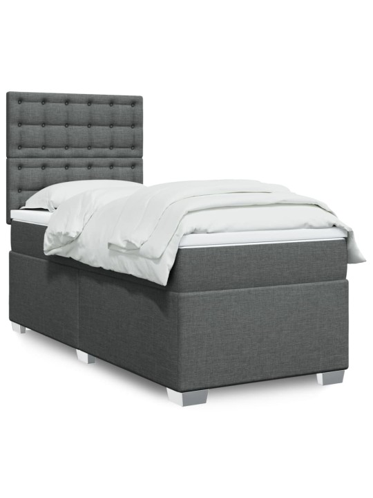 Box spring postel s matrací tmavě šedá 90x200 cm textil
