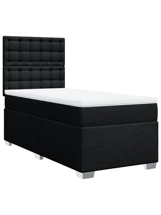 Box spring postel s matrací černá 90x200 cm textil