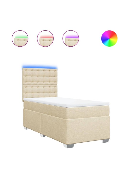 Box spring postel s matrací krémová 90x200 cm textil