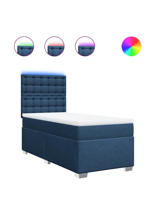 Box spring postel s matrací modrá 90x200 cm textil