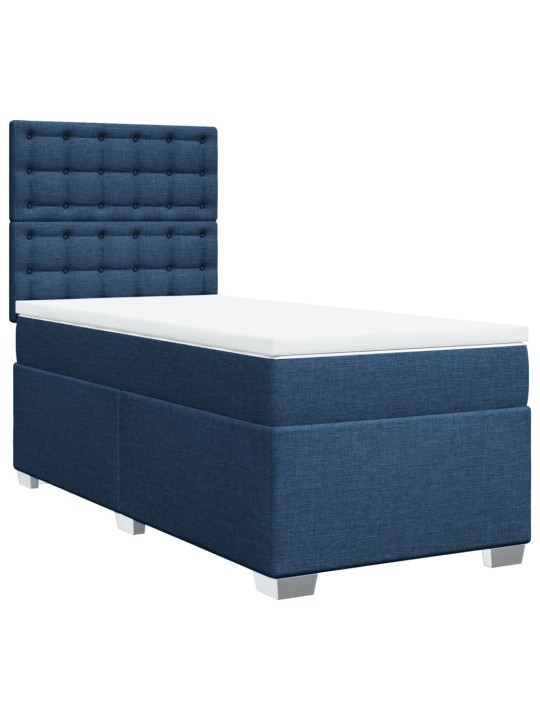 Box spring postel s matrací modrá 90x200 cm textil
