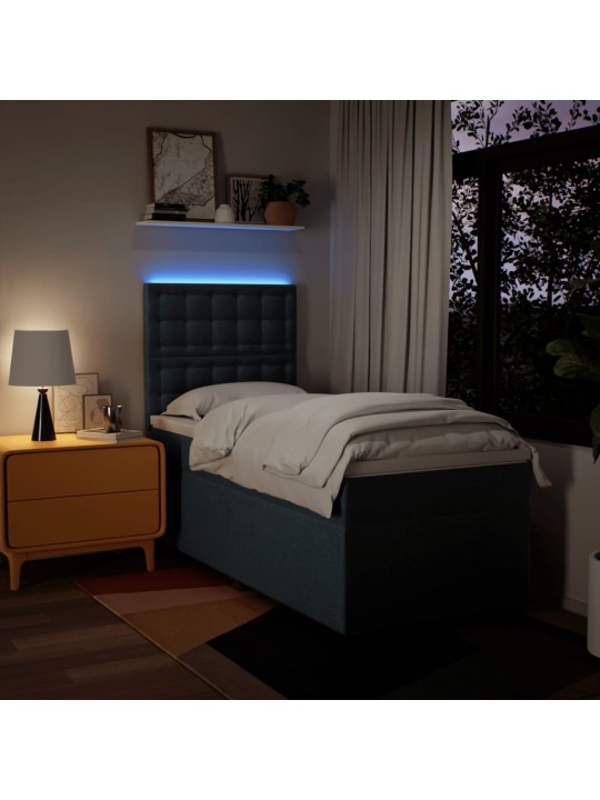 Box spring postel s matrací modrá 90x200 cm textil