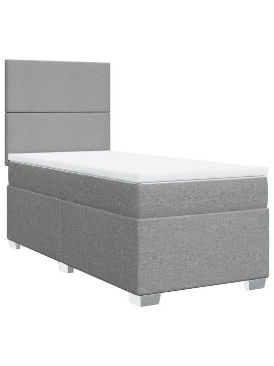 Box spring postel s matrací světle šedý 100 x 200 cm textil