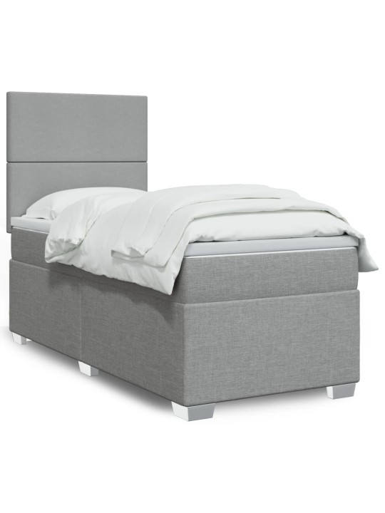 Box spring postel s matrací světle šedý 100 x 200 cm textil