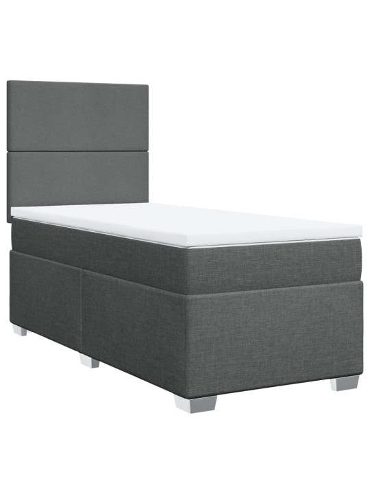 Box spring postel s matrací tmavě šedá 100 x 200 cm textil