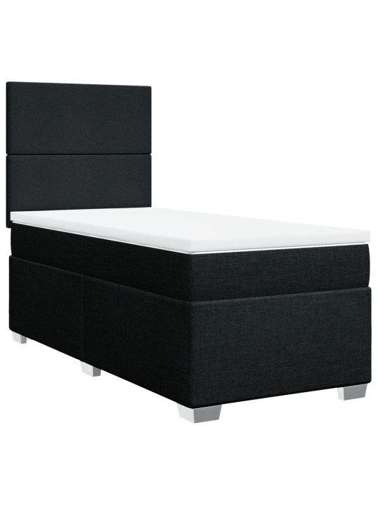 Box spring postel s matrací černá 100 x 200 cm textil
