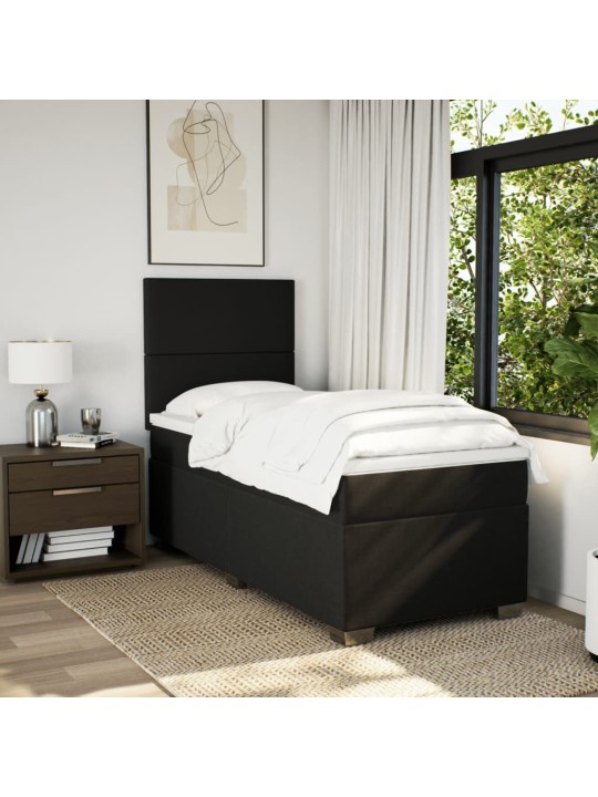 Box spring postel s matrací černá 100 x 200 cm textil