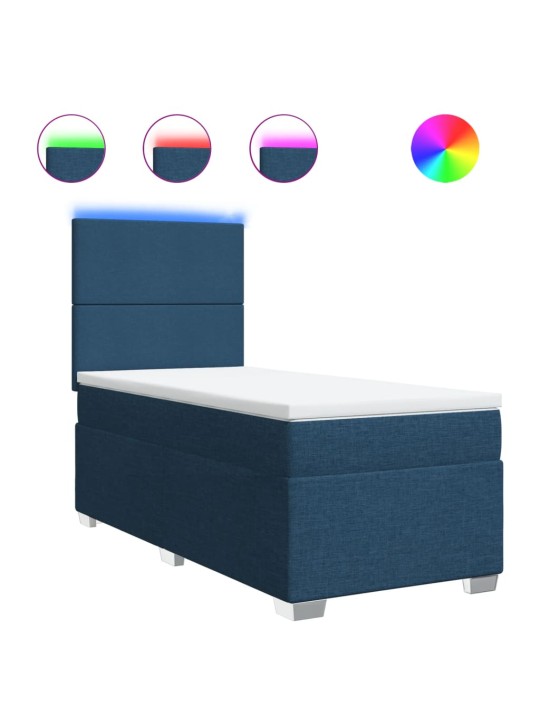 Box spring postel s matrací modrá 100 x 200 cm textil