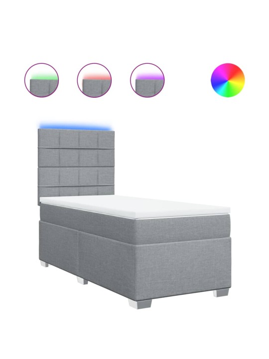 Box spring postel s matrací světle šedý 100 x 200 cm textil