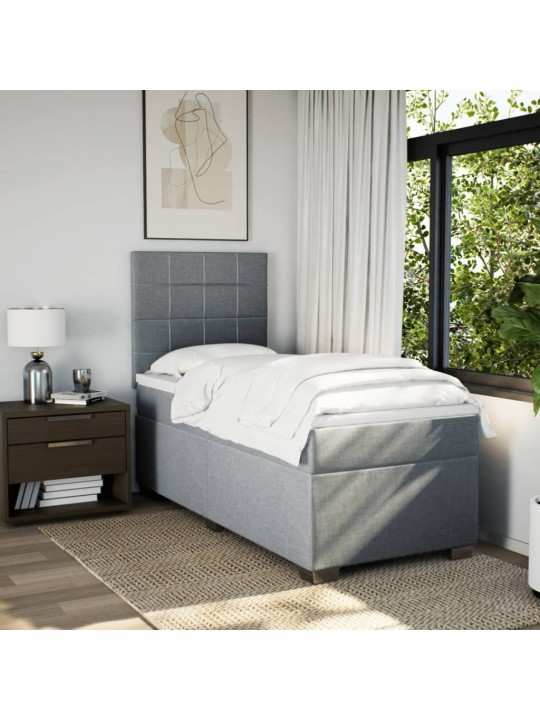 Box spring postel s matrací světle šedý 100 x 200 cm textil