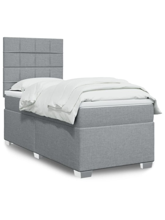 Box spring postel s matrací světle šedý 100 x 200 cm textil