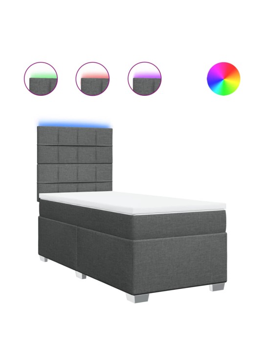 Box spring postel s matrací tmavě šedá 100 x 200 cm textil