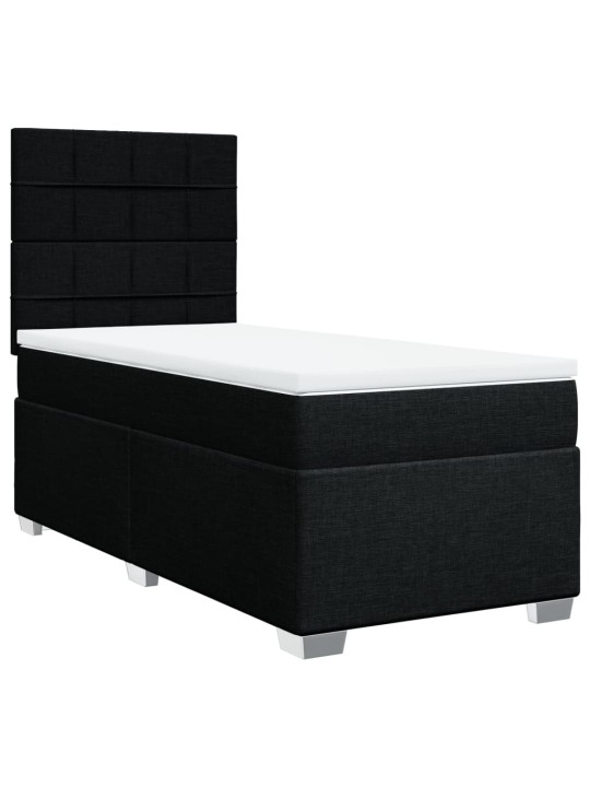 Box spring postel s matrací černá 100 x 200 cm textil