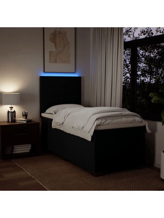 Box spring postel s matrací černá 100 x 200 cm textil