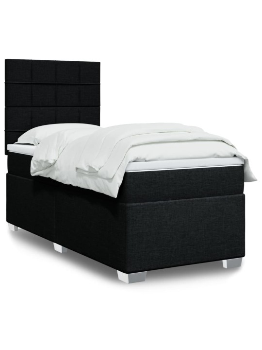 Box spring postel s matrací černá 100 x 200 cm textil