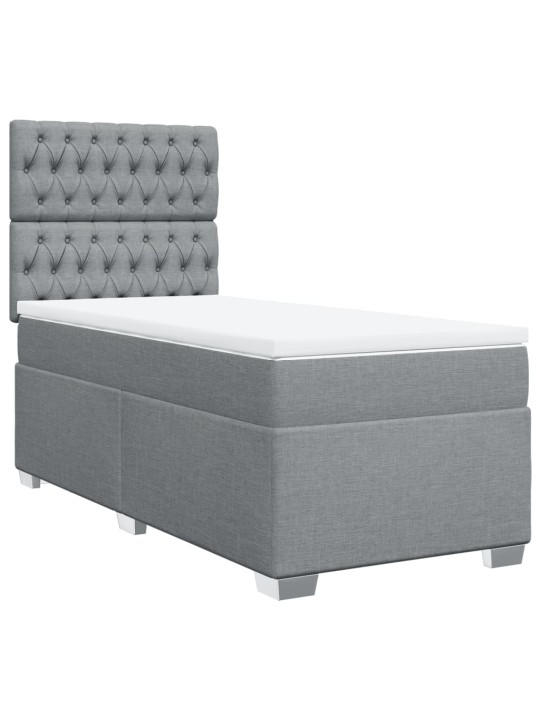 Box spring postel s matrací světle šedý 100 x 200 cm textil