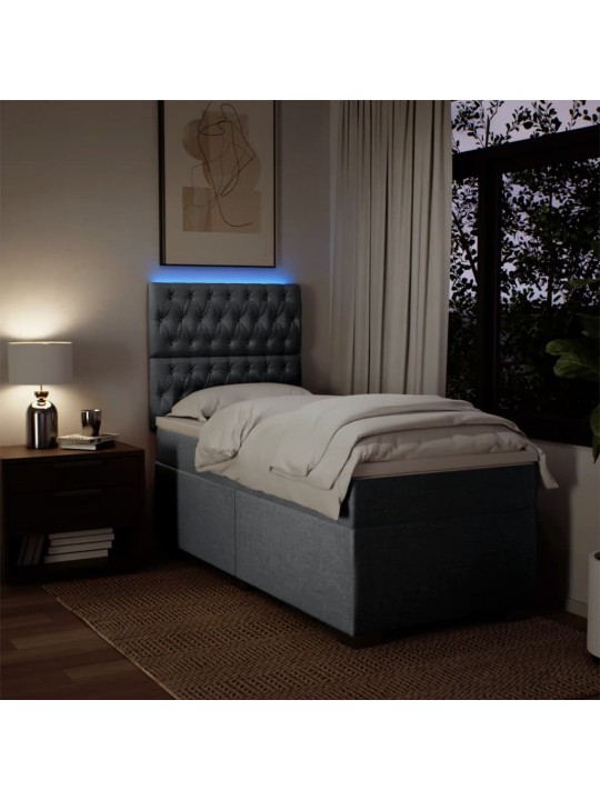 Box spring postel s matrací světle šedý 100 x 200 cm textil
