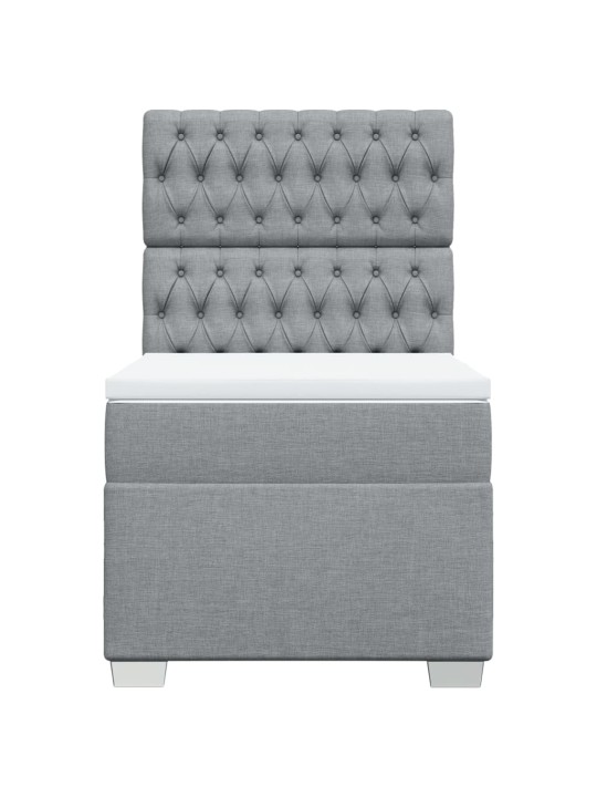 Box spring postel s matrací světle šedý 100 x 200 cm textil