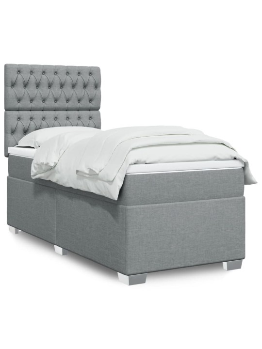Box spring postel s matrací světle šedý 100 x 200 cm textil