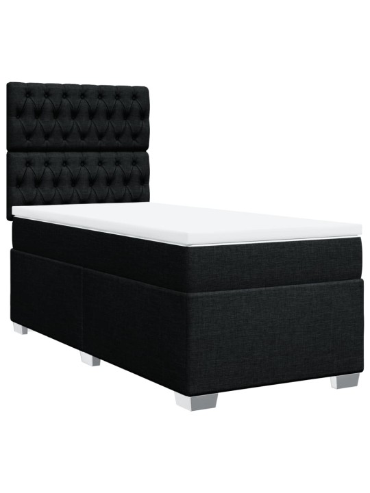 Box spring postel s matrací černá 100 x 200 cm textil