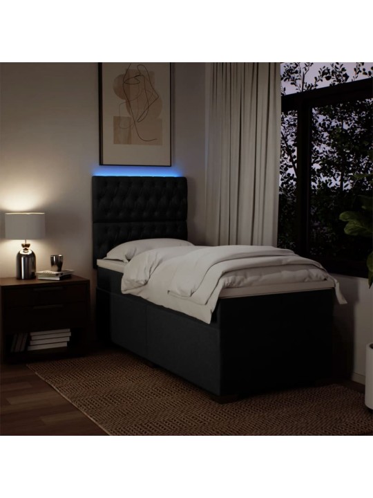 Box spring postel s matrací černá 100 x 200 cm textil