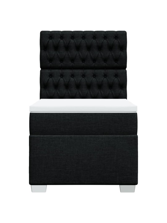 Box spring postel s matrací černá 100 x 200 cm textil