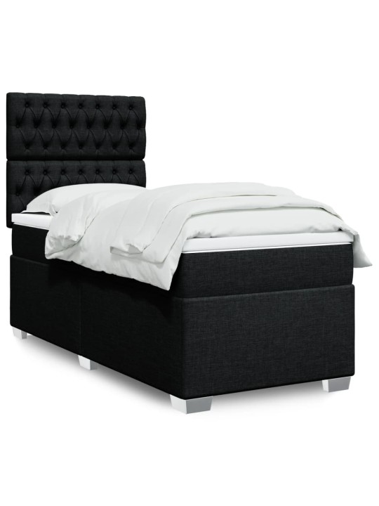 Box spring postel s matrací černá 100 x 200 cm textil