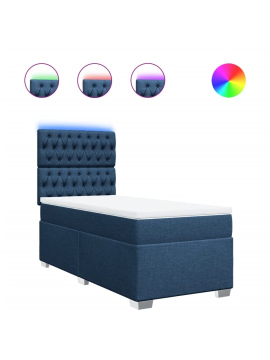 Box spring postel s matrací modrá 100 x 200 cm textil
