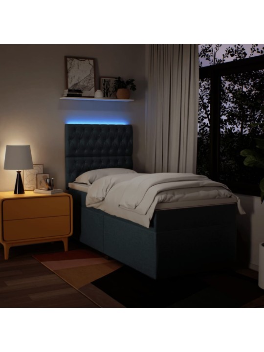 Box spring postel s matrací modrá 100 x 200 cm textil