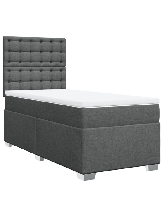 Box spring postel s matrací tmavě šedá 100 x 200 cm textil