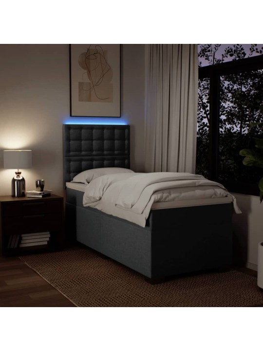 Box spring postel s matrací tmavě šedá 100 x 200 cm textil