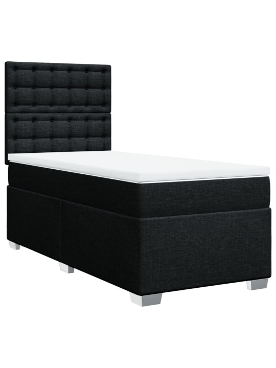 Box spring postel s matrací černá 100 x 200 cm textil