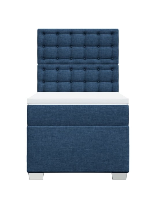Box spring postel s matrací modrá 100 x 200 cm textil