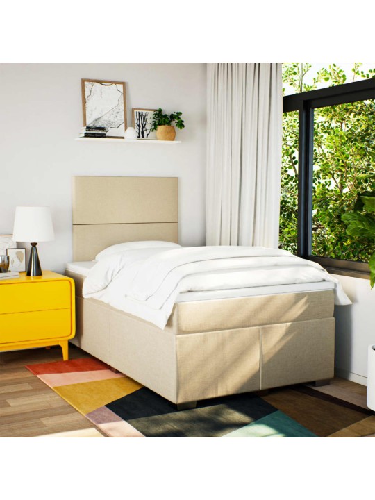 Box spring postel s matrací krémová 120x190 cm textil