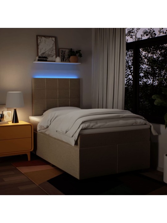 Box spring postel s matrací krémová 120x190 cm textil