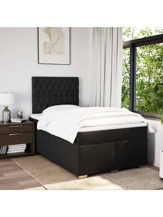 Box spring postel s matrací černá 120x190 cm textil