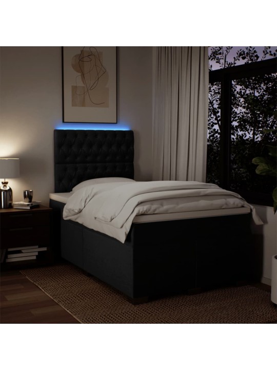 Box spring postel s matrací černá 120x190 cm textil