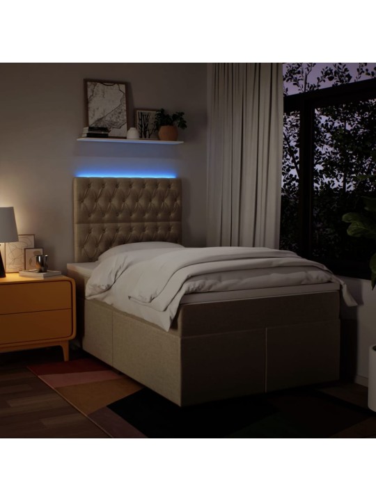 Box spring postel s matrací krémová 120x190 cm textil
