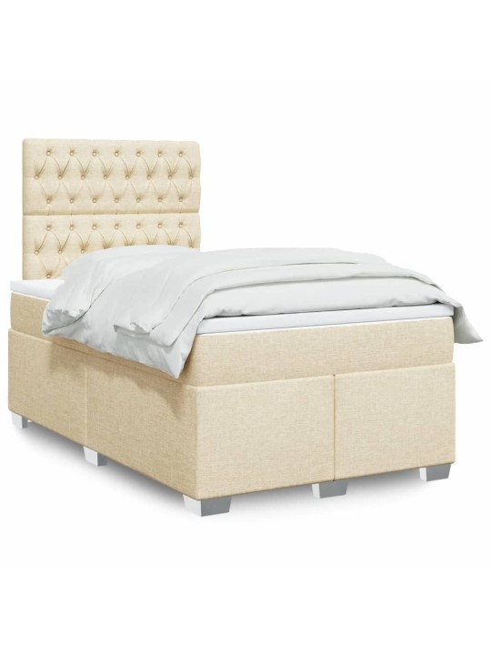 Box spring postel s matrací krémová 120x190 cm textil